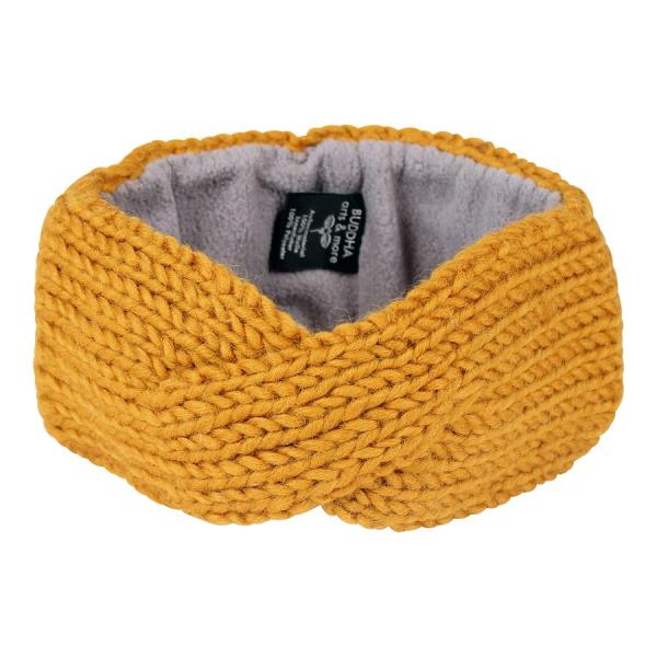 Gelbes tolles sehr feines Stirnband 100% Wolle mit Fleece gefüttert Handarbeit Nepal